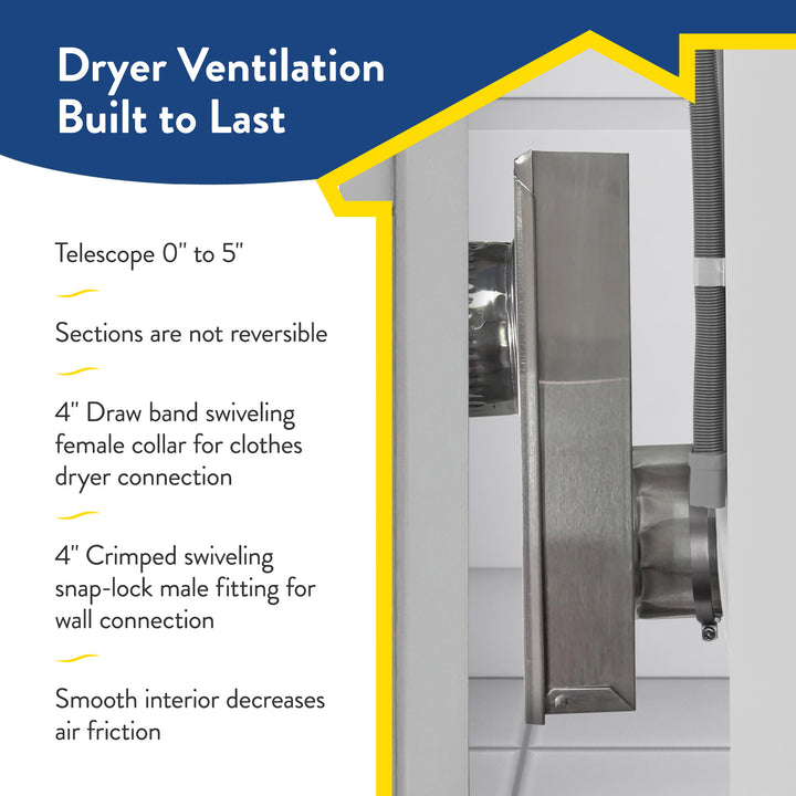 Builder's Best SAF-TDUCT Zero Periscope Dryer Vent, Adjustable from 0-5" Length
