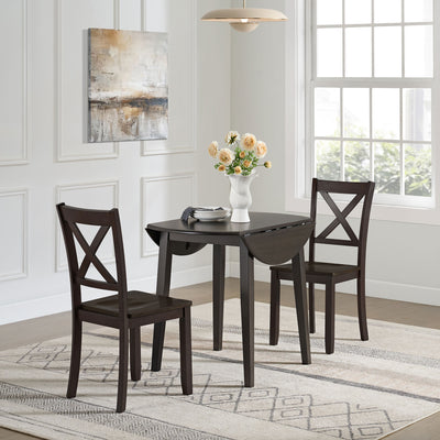 ROME + OAK Drop Leaf Table with Set of 4 X-Back Chairs, Wooden Dining Set, Brown