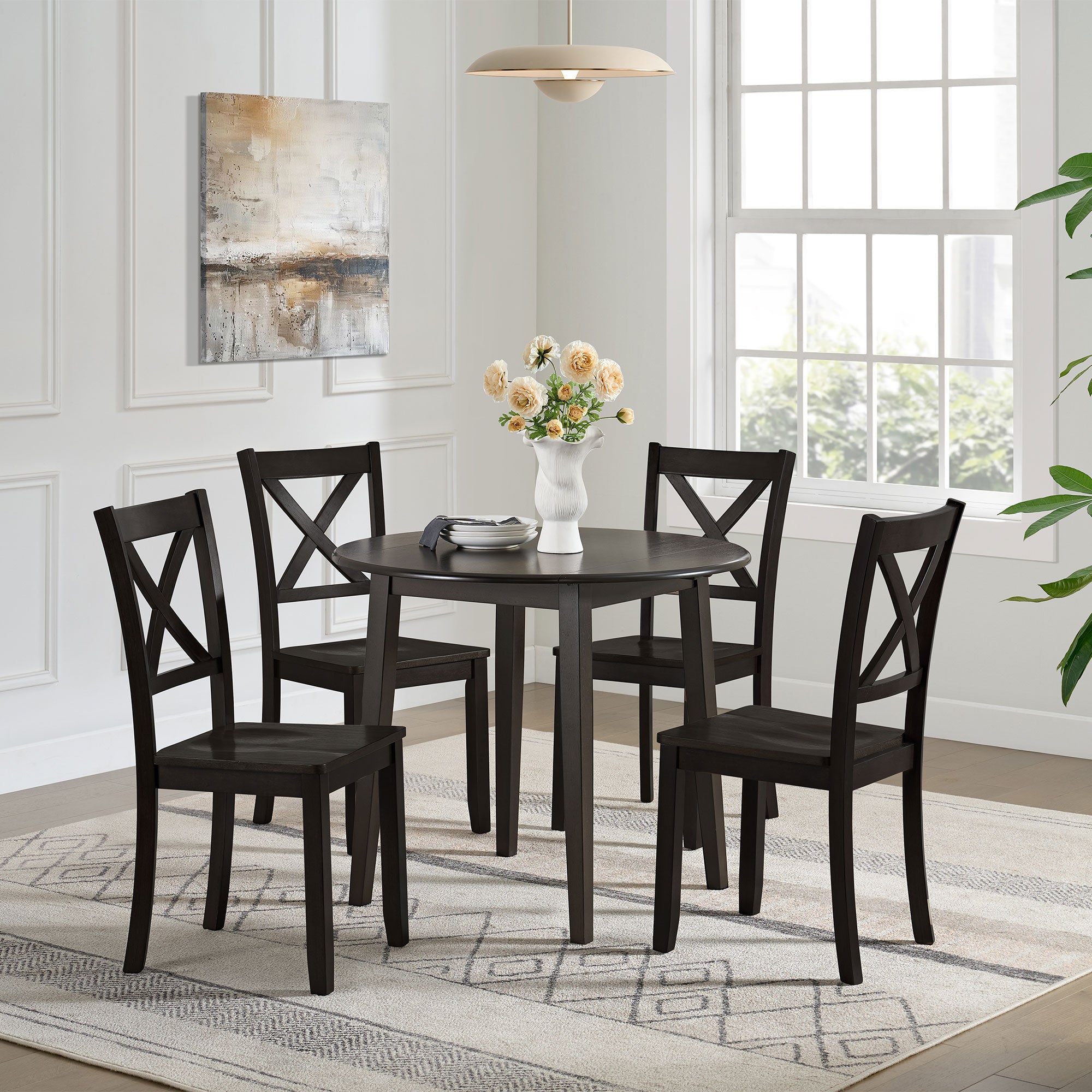 ROME + OAK Hinged Drop Leaf Dining Table, 22-36" Tabletop, Brown (Open Box)