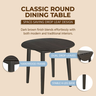 ROME + OAK Hinged Drop Leaf Dining Table, 22-36" Tabletop, Brown (Open Box)