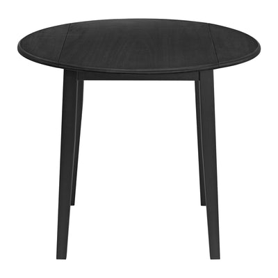 ROME + OAK Hinged Drop Leaf Dining Table, 22 to 36 Inch Round Tabletop, Black - VMInnovations