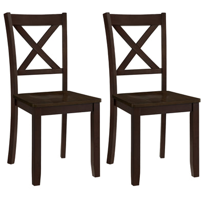 ROME + OAK Farmhouse Dining Set with 44" Round Table and 4 Chairs, Dark Brown