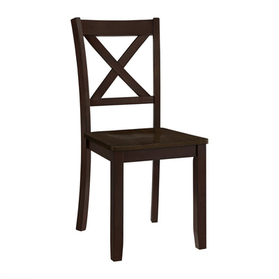 ROME + OAK Farmhouse Dining Set with 44" Round Table and 4 Chairs, Dark Brown - VMInnovations