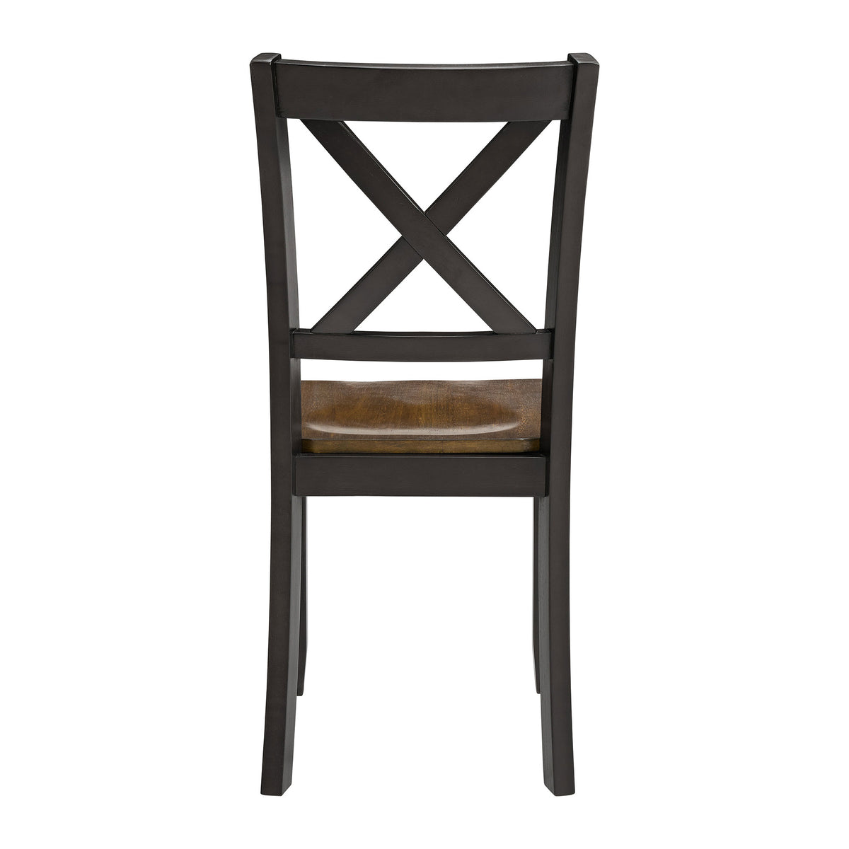 ROME + OAK X-Back Farmhouse Wooden Kitchen Dining Chair in Black/Brown, Set of 4