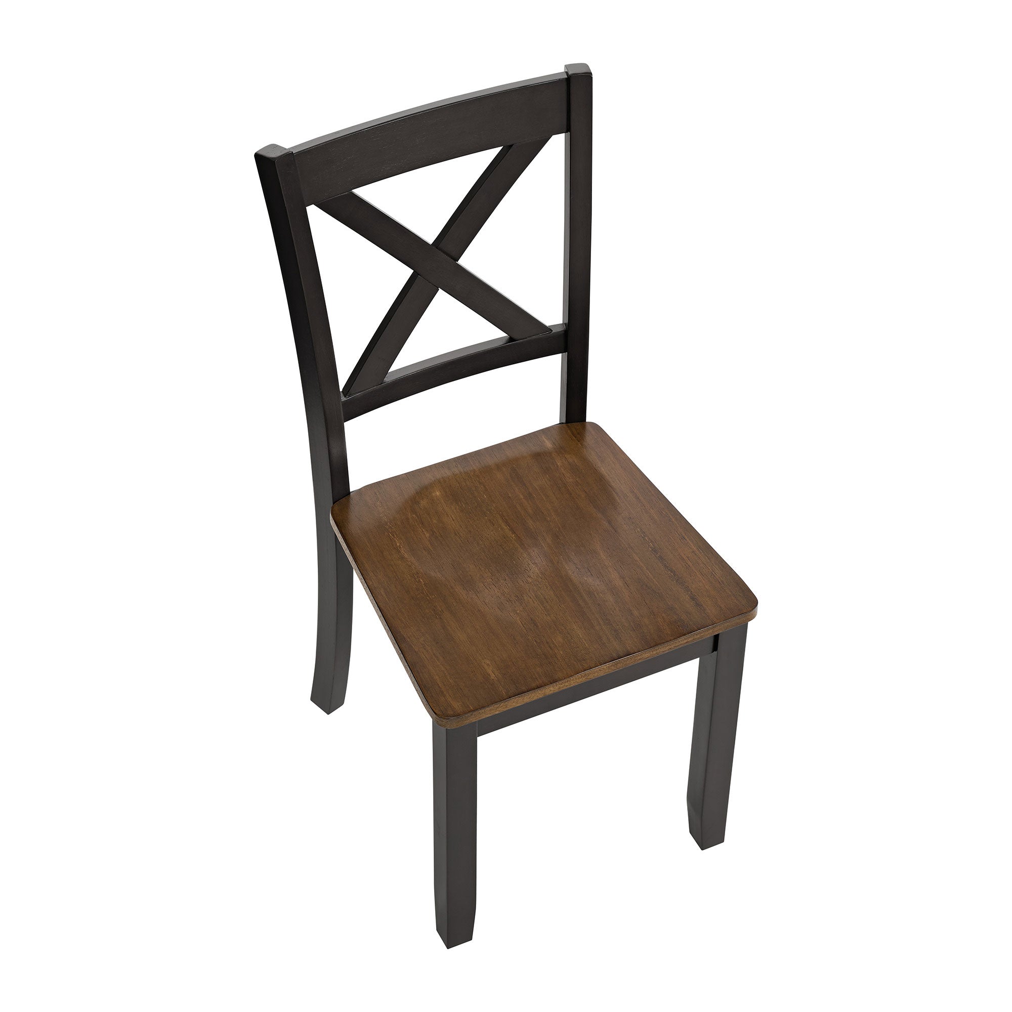 ROME + OAK X-Back Farmhouse Wooden Kitchen Dining Chair in Black/Brown, (Used) - VMInnovations