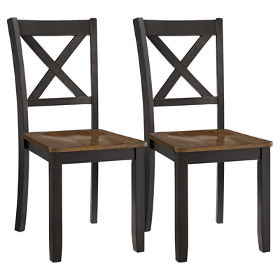 ROME + OAK X-Back Farmhouse Wooden Kitchen Dining Chair in Black/Brown, (Used) - VMInnovations
