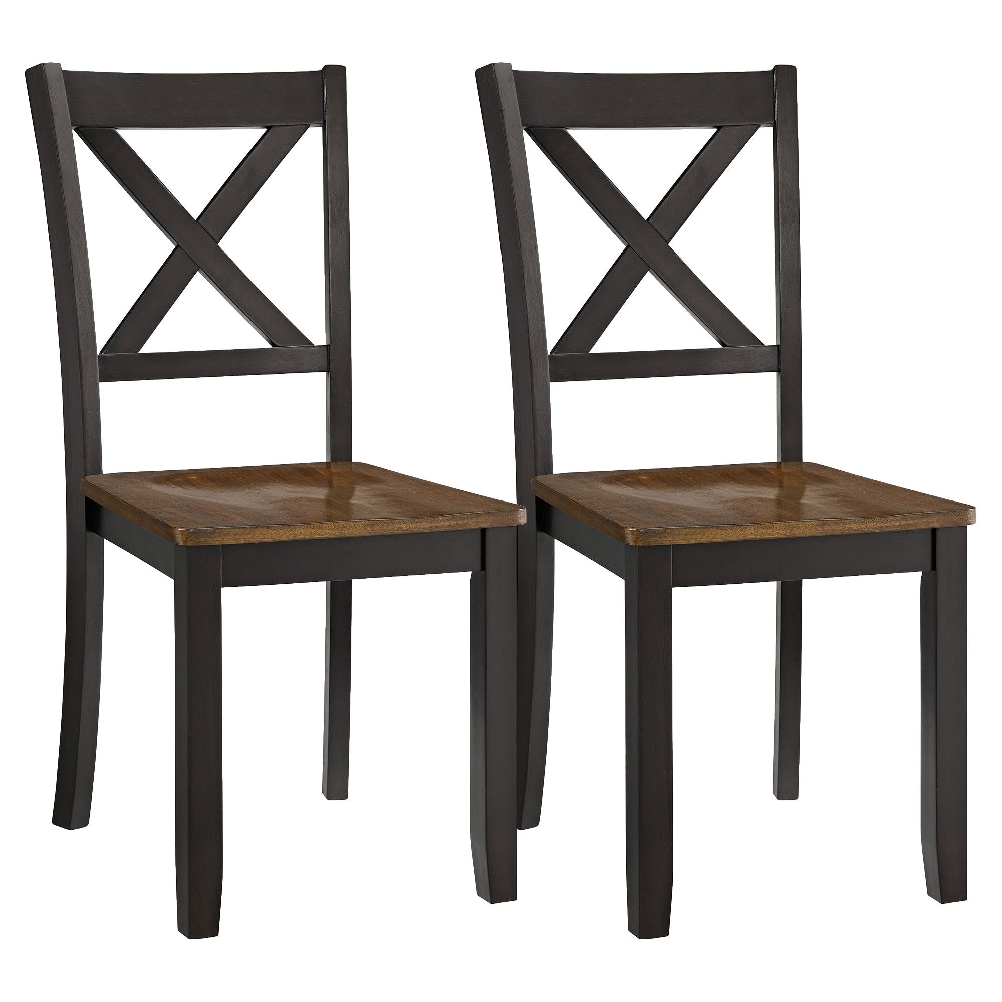 ROME + OAK X-Back Farmhouse Wooden Kitchen Dining Chair in Black/Brown(Open Box)