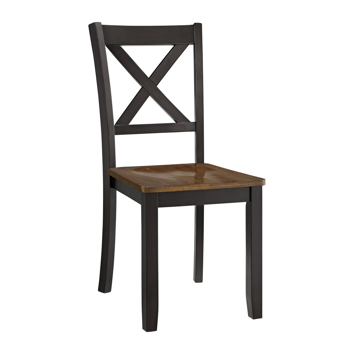 ROME + OAK X-Back Farmhouse Wooden Kitchen Dining Chair in Black/Brown, Set of 4