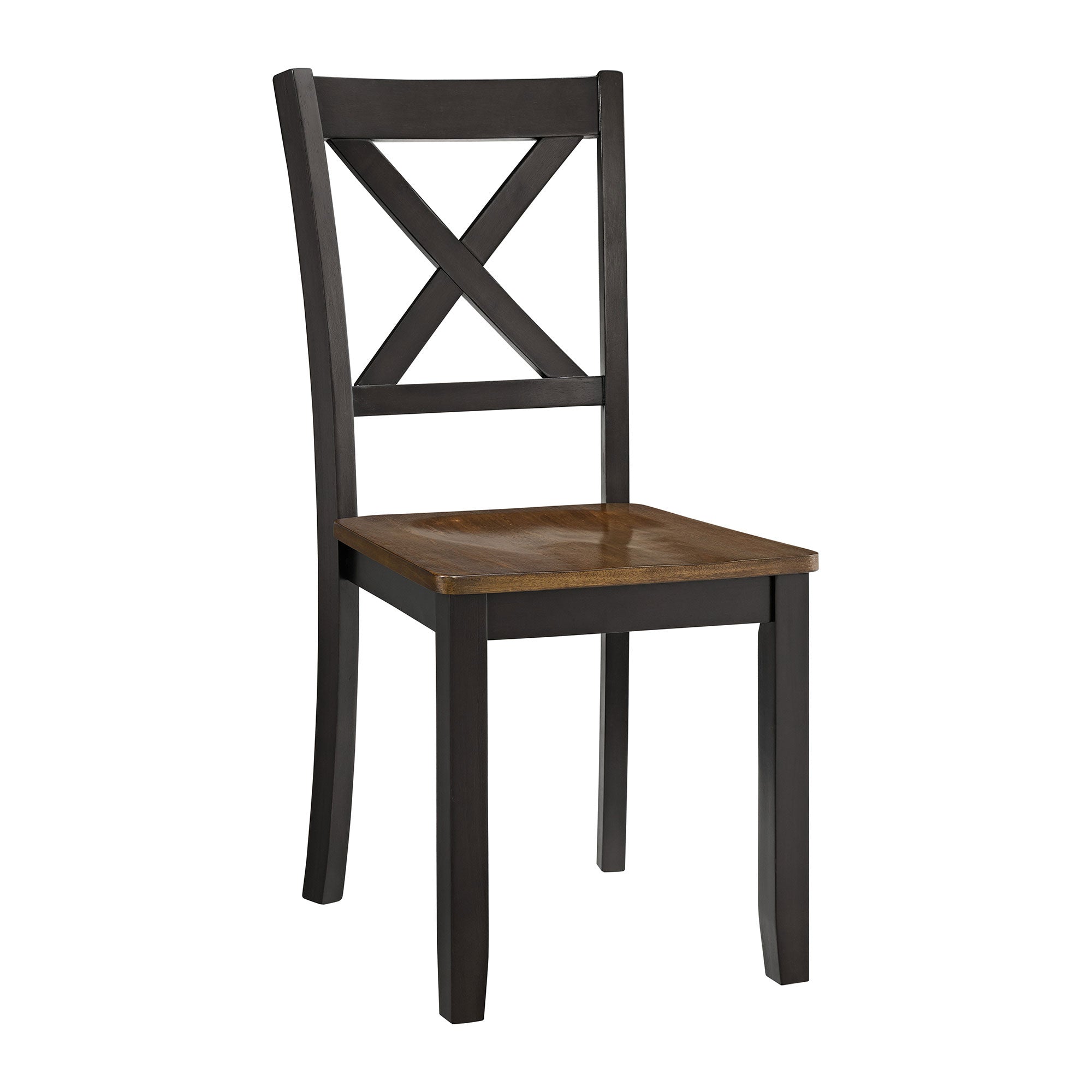 ROME + OAK X-Back Farmhouse Wooden Kitchen Dining Chair in Black/Brown(Open Box)
