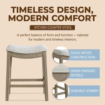 ROME + OAK Parker Backless Saddle Kitchen Counter Stool, Reclaimed Oak(Open Box) - VMInnovations