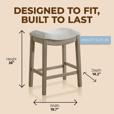 ROME + OAK Parker Backless Saddle Kitchen Counter Stool, Reclaimed Oak(Open Box) - VMInnovations