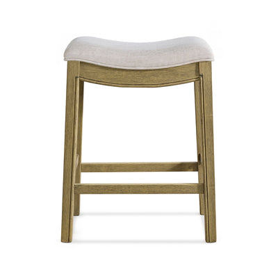 ROME + OAK Parker Backless Saddle Kitchen Counter Stool, Natural, Cream Upholstery (For Parts)