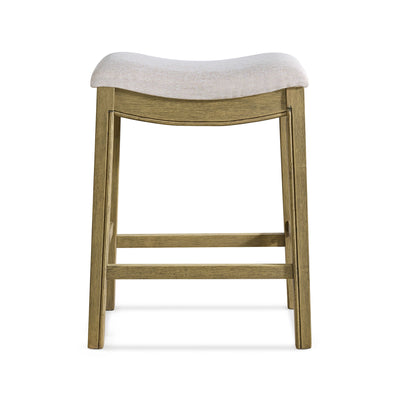 ROME + OAK Parker Backless Saddle Counter Stool, Natural, Cream Upholstery, 2 Pack
