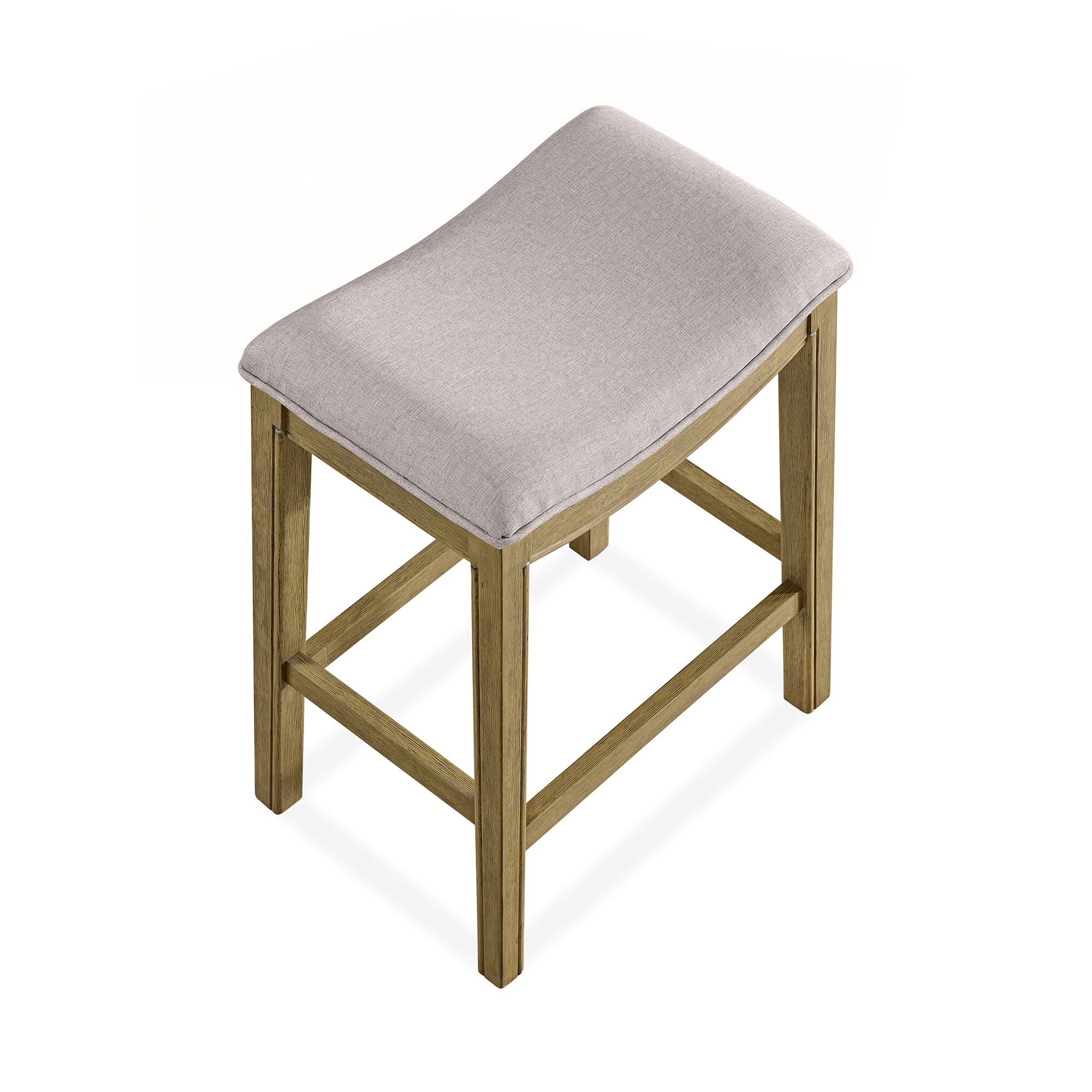 ROME + OAK Parker Backless Saddle Kitchen Counter Stool, Natural, Cream Upholstery (For Parts)