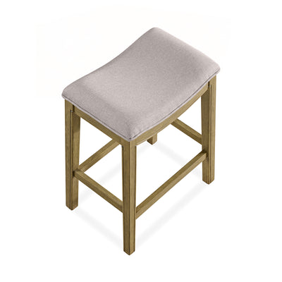 ROME + OAK Parker Backless Saddle Kitchen Counter Stool, Natural, Cream Upholstery (For Parts)
