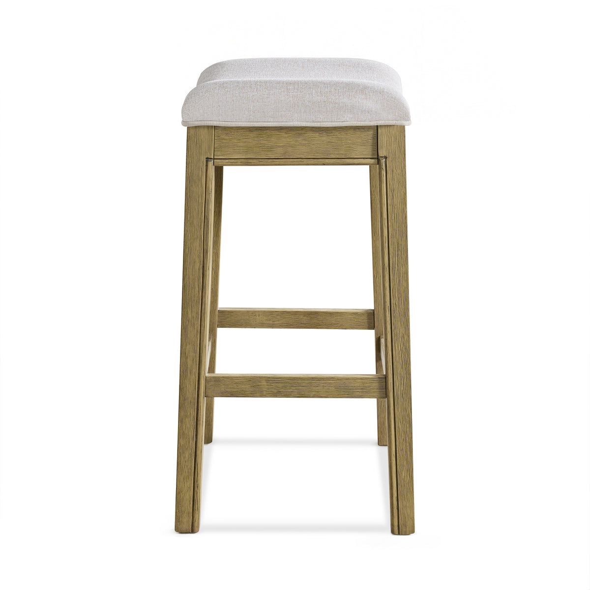 ROME + OAK Parker Backless Saddle Counter Stool, Natural, Cream Upholstery, 2 Pack