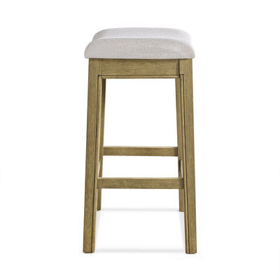 ROME + OAK Parker Backless Saddle Counter Stool, Natural, Cream Upholstery, 2 Pack
