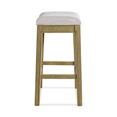 ROME + OAK Parker Backless Saddle Counter Stool, Natural, Cream Upholstery, 3 Pack