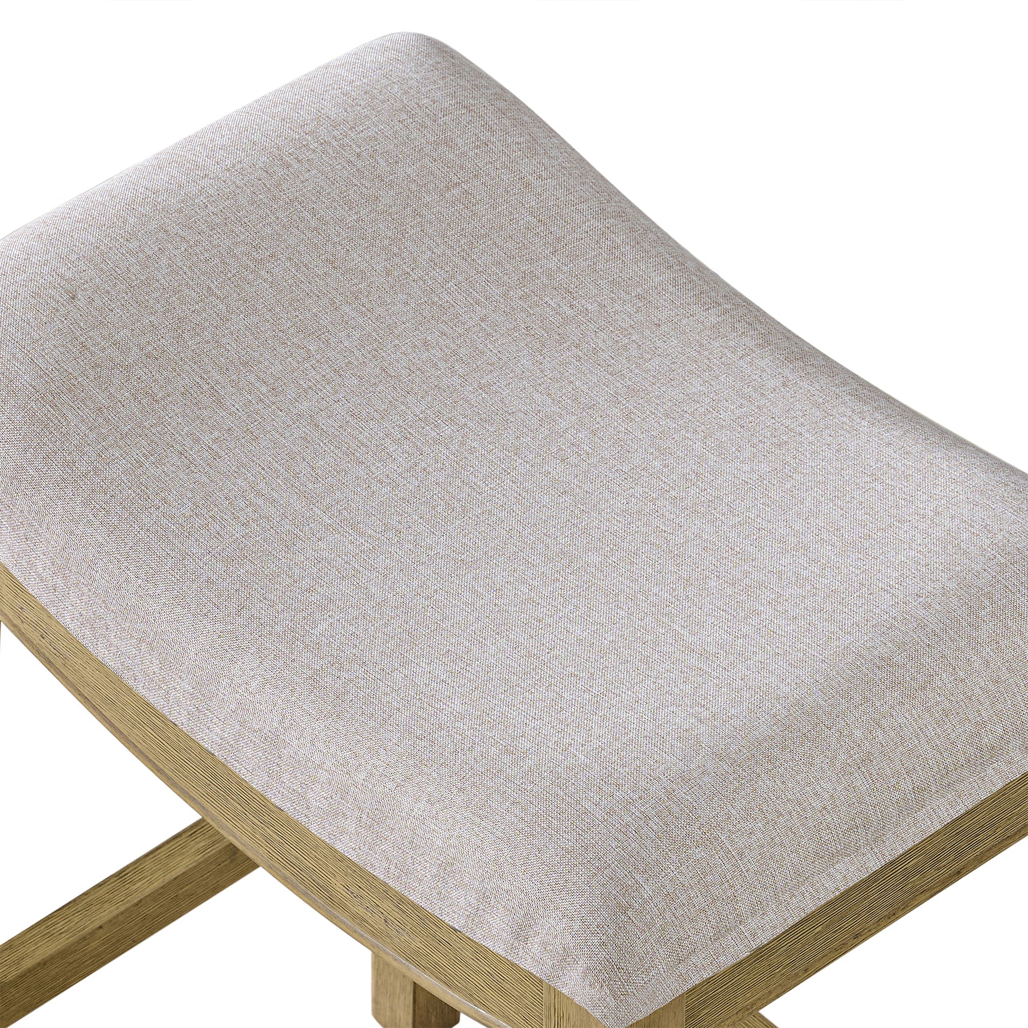 ROME + OAK Parker Backless Saddle Counter Stool, Natural, Cream Upholstery, 2 Pack