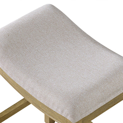 ROME + OAK Parker Backless Saddle Counter Stool, Natural, Cream Upholstery, 2 Pack