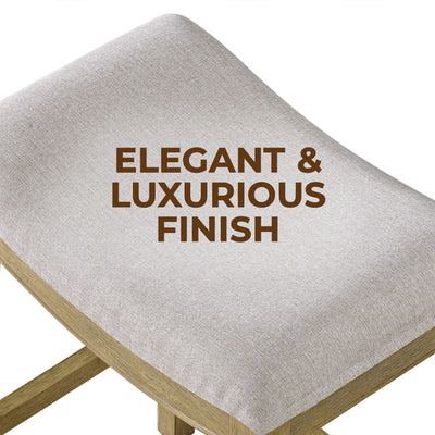 ROME + OAK Parker Backless Saddle Counter Stool, Natural, Cream Upholstery, 2 Pack