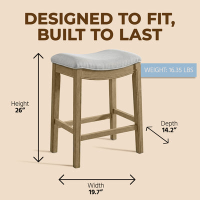 ROME + OAK Parker Backless Saddle Kitchen Counter Stool, Natural (Open Box) - VMInnovations