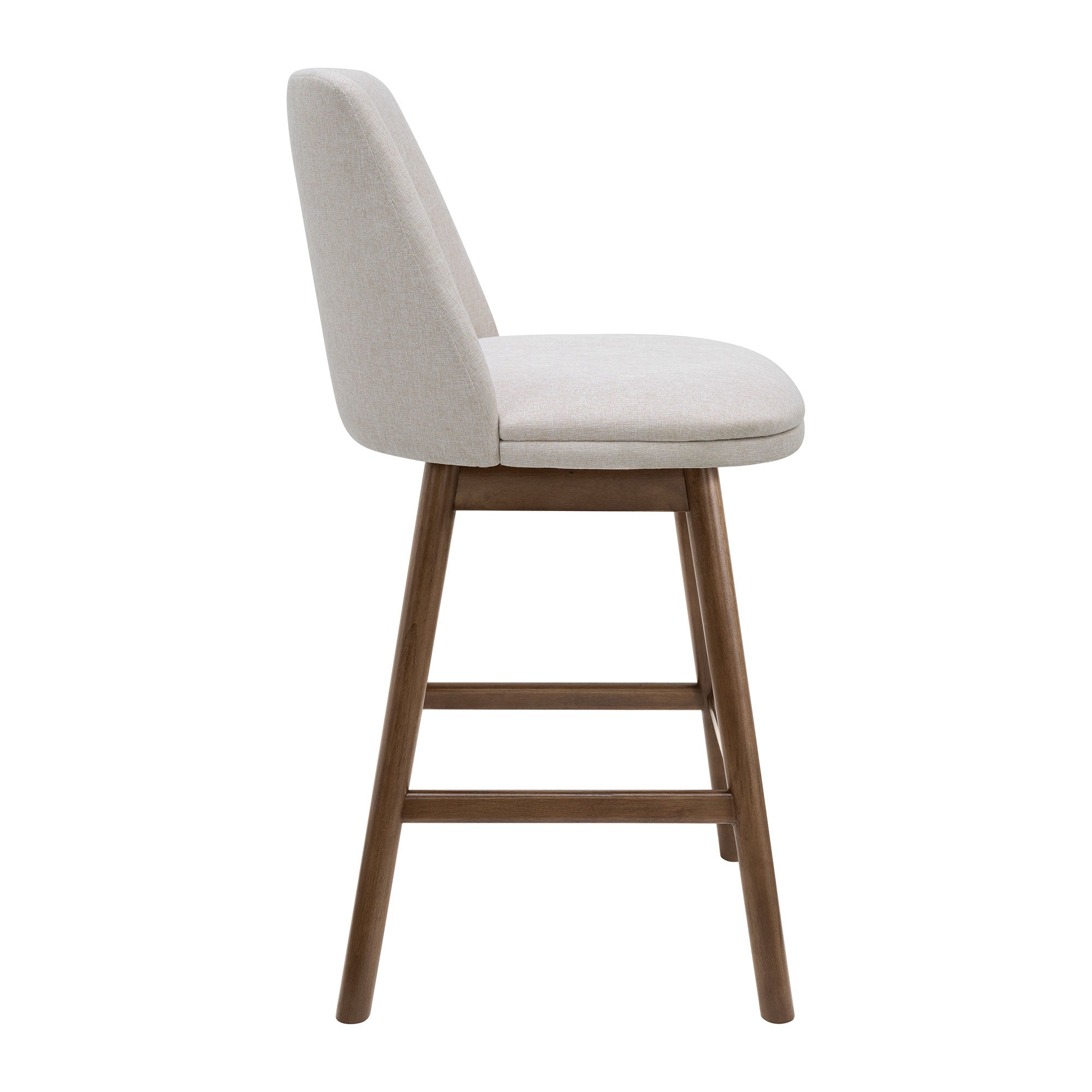 ROME + OAK Rowan 26" Swivel Counter Stool, Walnut, Soft Linen Fabric, Set of 4