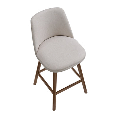 ROME + OAK Rowan 26" Swivel Counter Stool, Walnut, Soft Linen Fabric, Set of 3