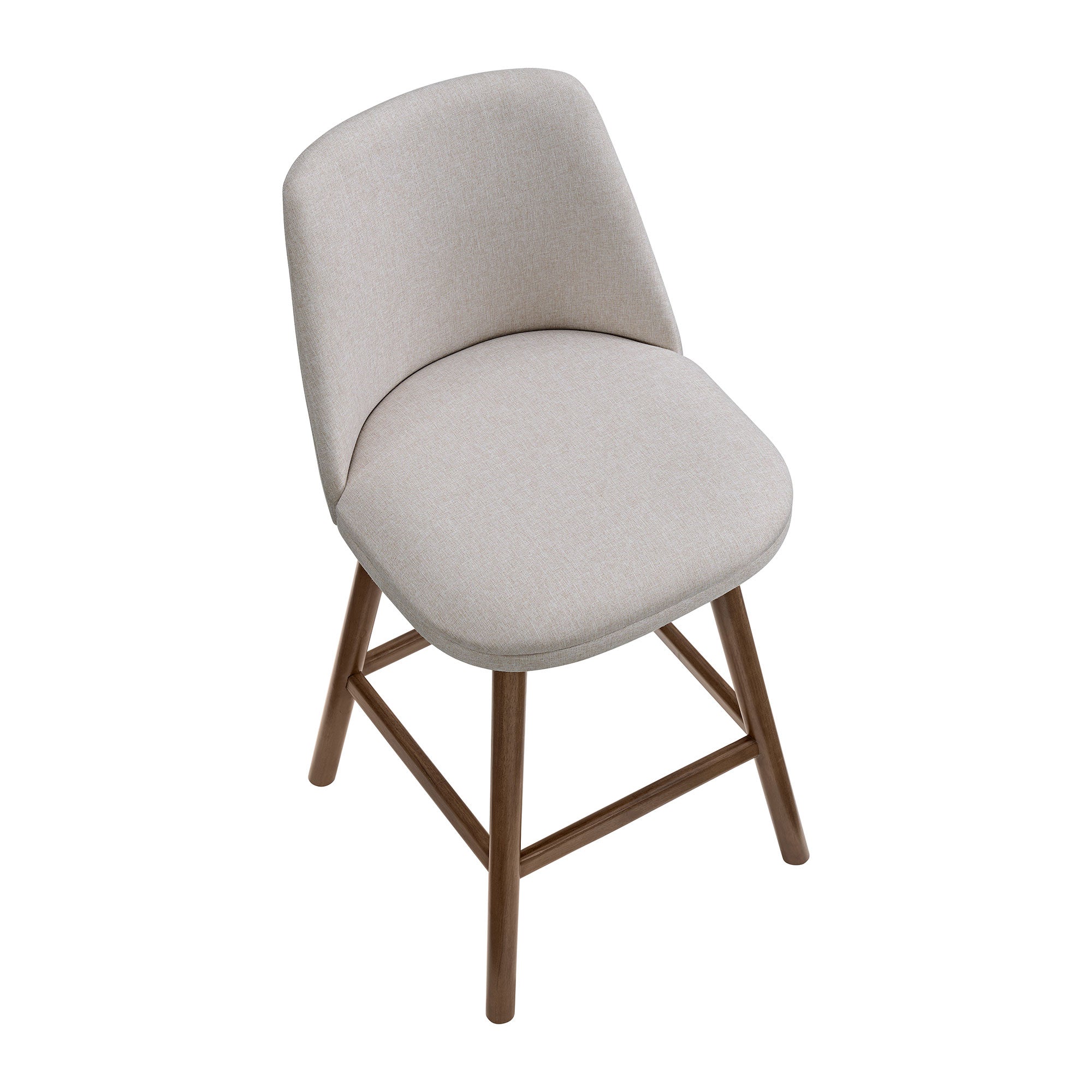 ROME + OAK Rowan 26" Swivel Counter Stool, Walnut, Soft Linen Fabric, Set of 3
