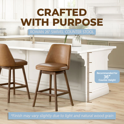 ROME + OAK Rowan 26" Swivel Counter Stool, Walnut Finish (For Parts)