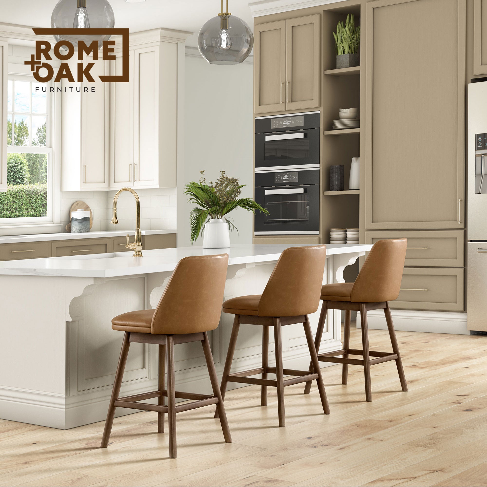 ROME + OAK Rowan 26" Swivel Counter Stool, Walnut Finish (For Parts) - VMInnovations