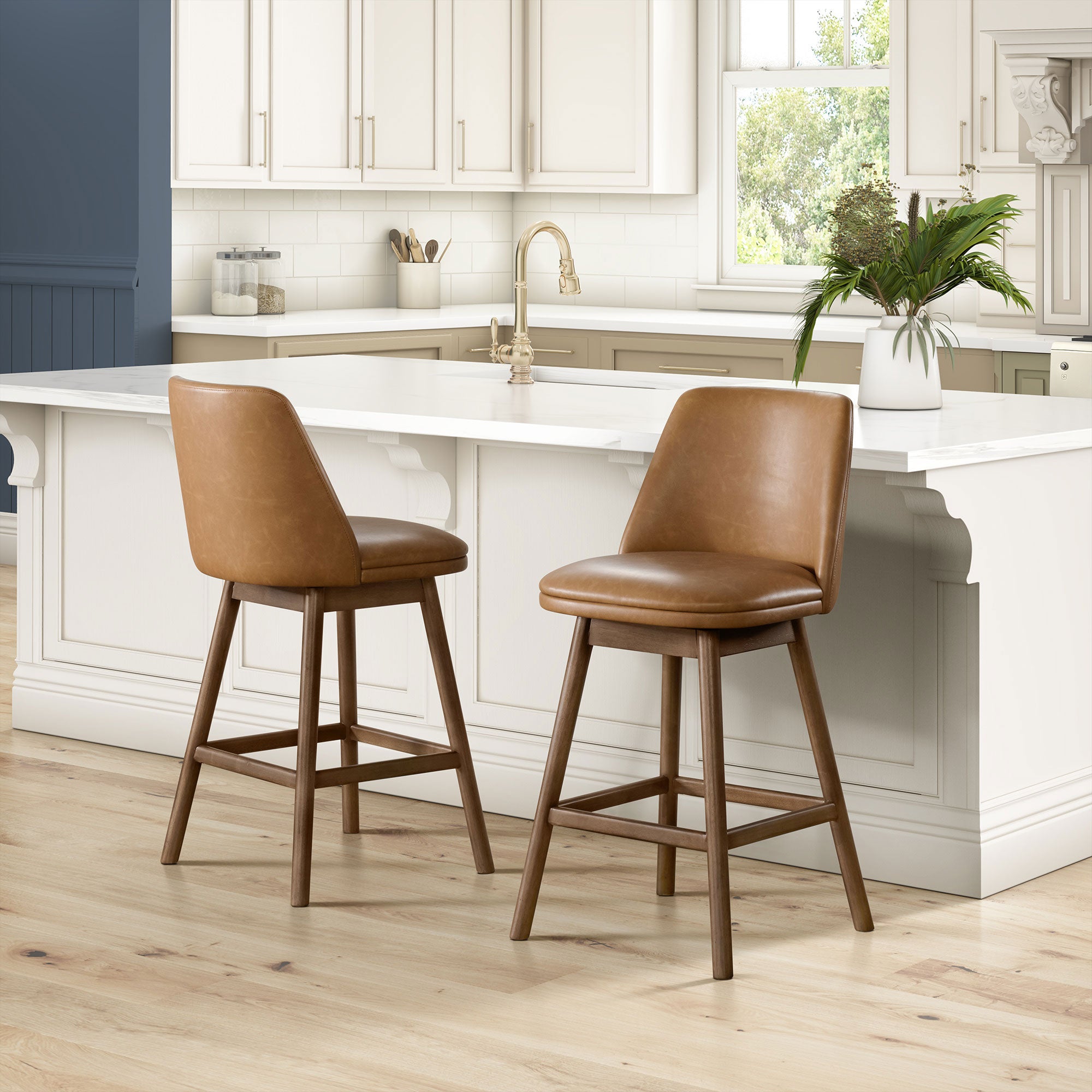 ROME + OAK Rowan 26" Swivel Counter Stool, Walnut Finish (For Parts)
