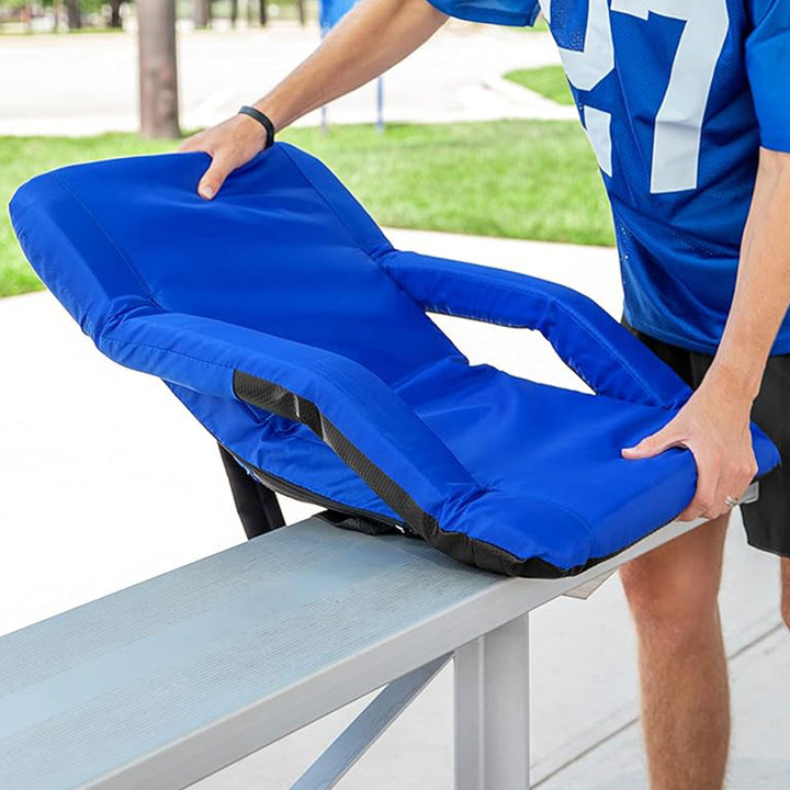Camco 2 Pack Stadium Seat Foldable Padded Back Support Cushion , Armrests, Blue