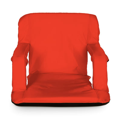 Camco Portable Stadium Seat Foldable Padded Cushion, Back Support, Armrests, Red - VMInnovations