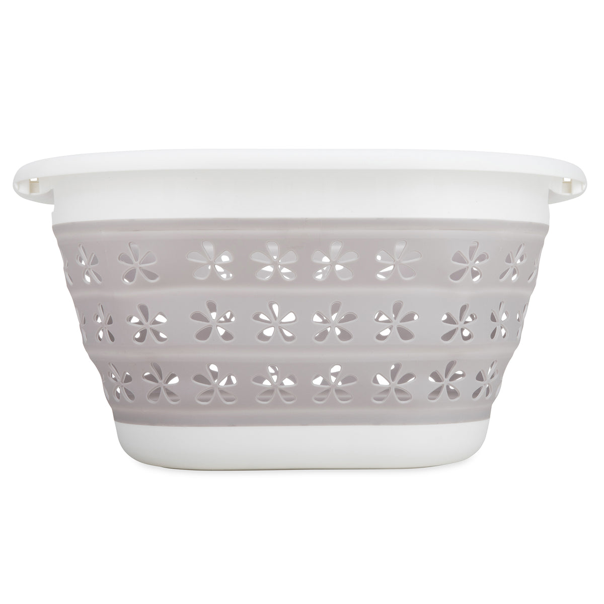 Camco Collapsible Laundry Basket, Plastic Bin, Handles for Storage, Small, Taupe