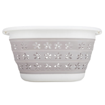 Camco Collapsible Laundry Basket, Plastic Bin, Handles for Storage, Small, Taupe