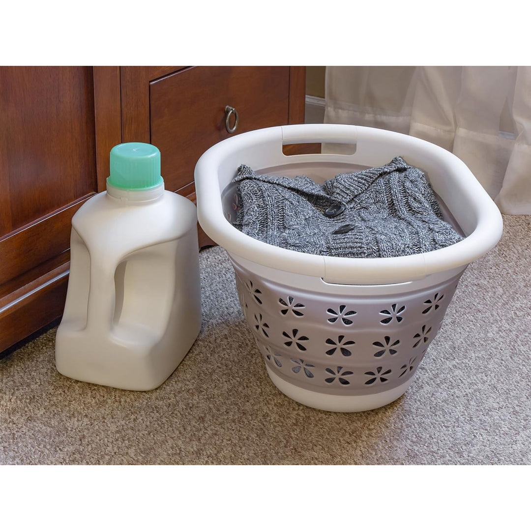 Camco SM Plastic Collapsible Laundry Basket Handles for Storage Taupe (Open Box)
