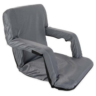 Camco 2 Pack Stadium Seat Foldable Padded Back Support Cushion , Armrests, Grey - VMInnovations