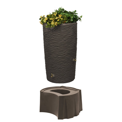 Good Ideas Impressions 65 Gallon Palm Trunk Rain Saver & Rain Wizard Stand, Oak - VMInnovations