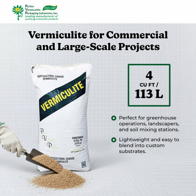 PVP Industries Horticultural Coarse Vermiculite, Natural & Odorless Mix, 4 Cu Ft - VMInnovations