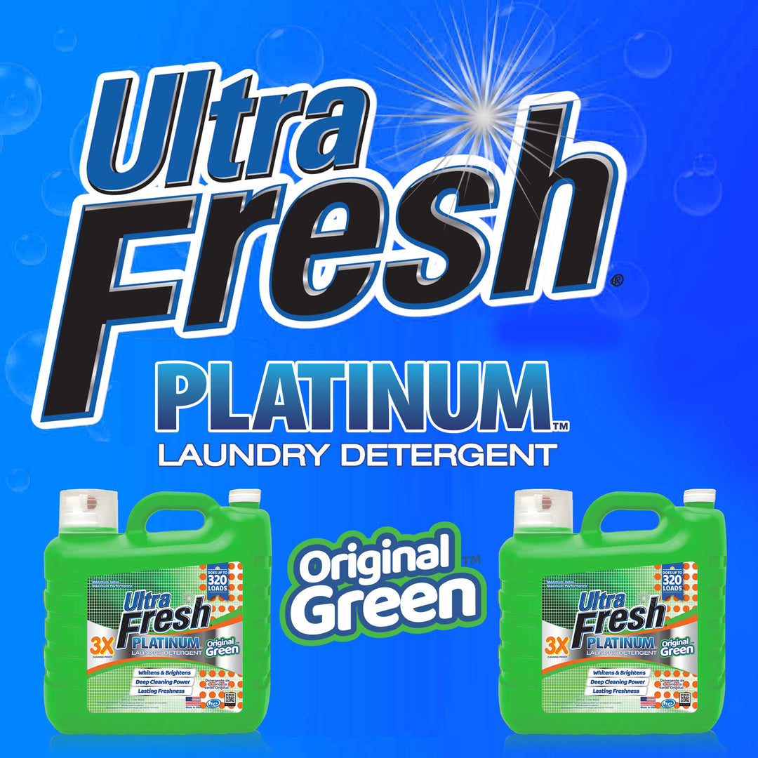 Ultra Fresh 2 Pack 3X Platinum Liquid Laundry Detergent 320 Load, Original Green