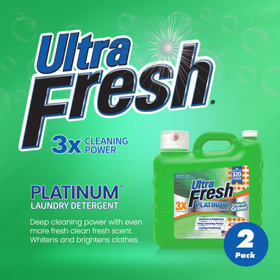 Ultra Fresh 2 Pack 3X Platinum Liquid Laundry Detergent 320 Load, Original Green - VMInnovations