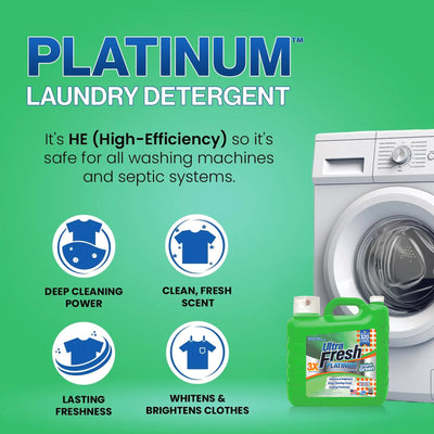 Ultra Fresh 2 Pack 3X Platinum Liquid Laundry Detergent 320 Load, Original Green - VMInnovations
