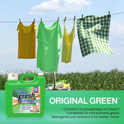Ultra Fresh 2 Pack 3X Platinum Liquid Laundry Detergent 320 Load, Original Green - VMInnovations