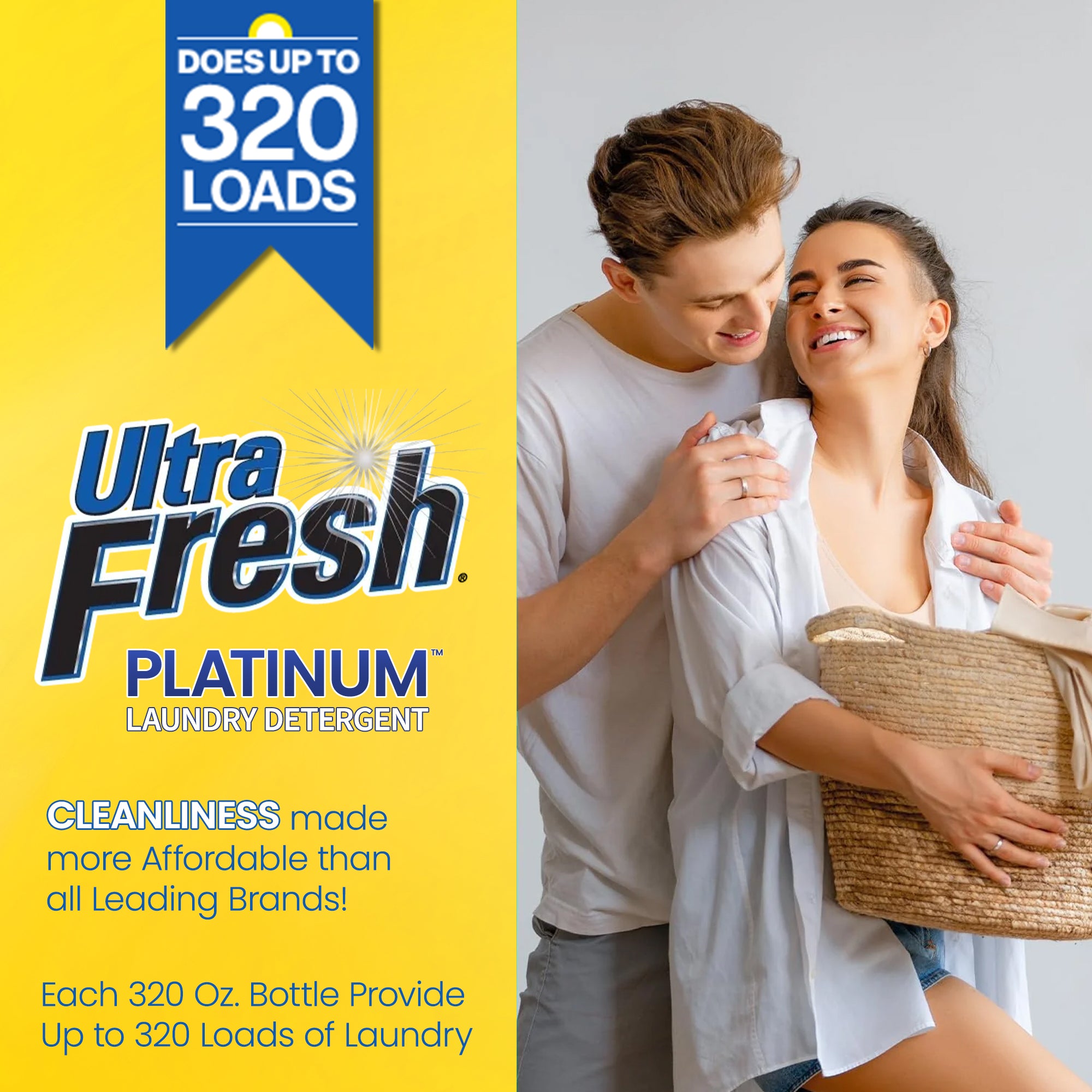 Ultra Fresh 2 Pack Platinum Liquid Laundry Detergent, 320 Loads, Fresh Linen - VMInnovations