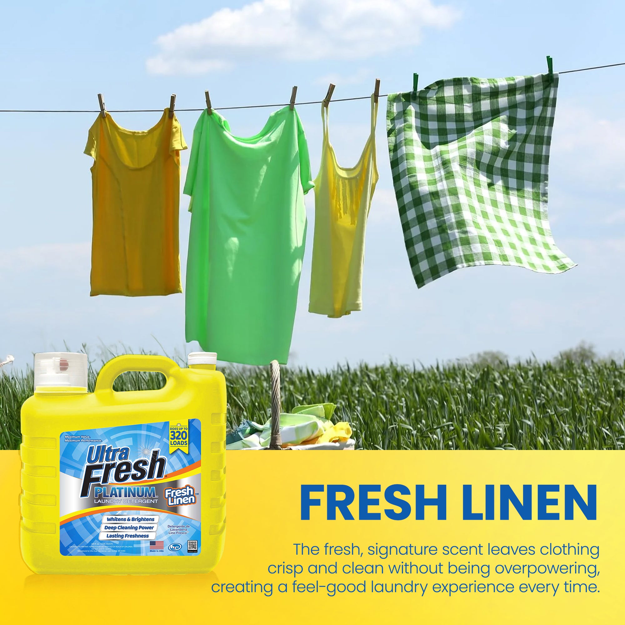 Ultra Fresh 2 Pack Platinum Liquid Laundry Detergent, 320 Loads, Fresh Linen - VMInnovations