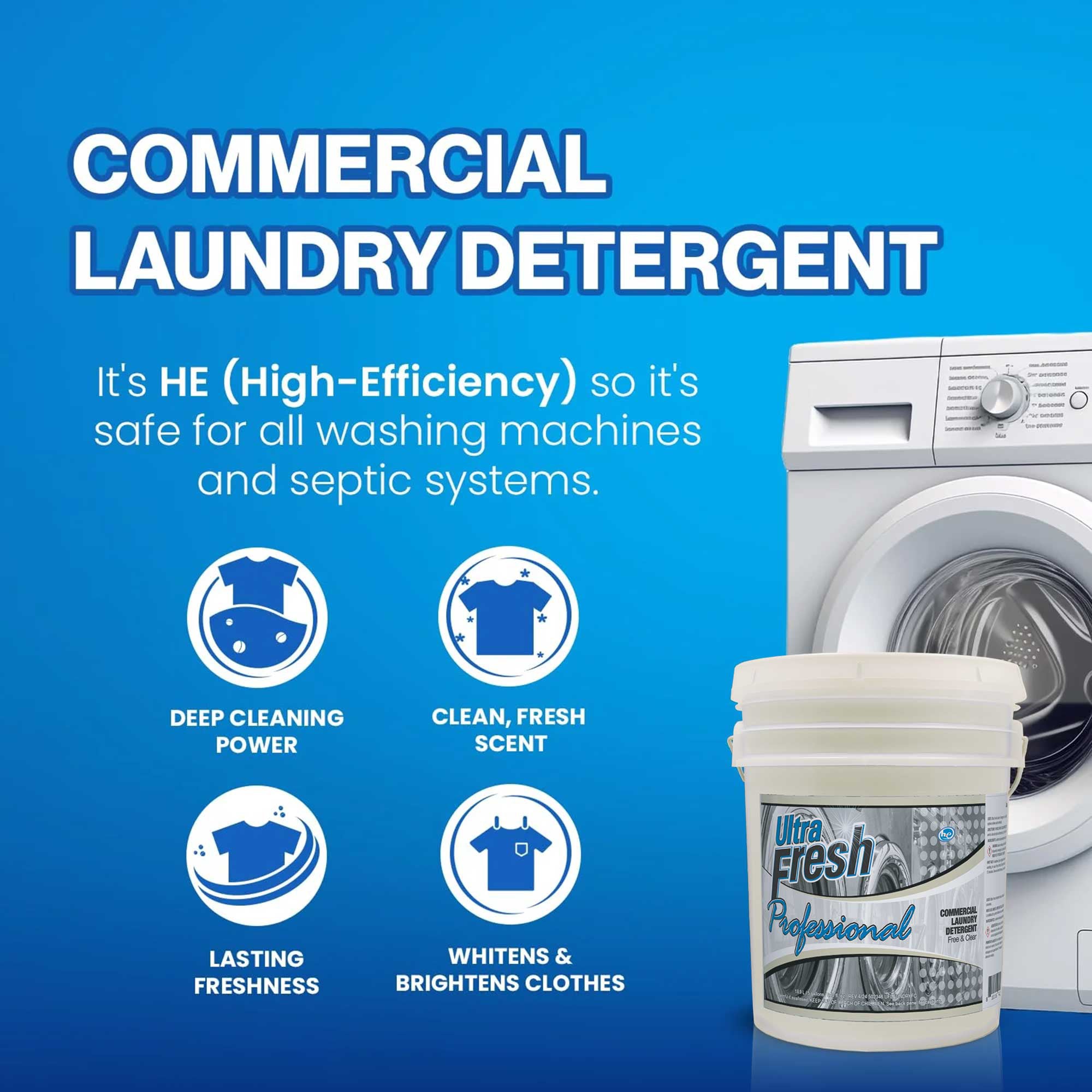 Ultra Fresh® Professional™ Commercial Laundry Detergent Free/Clear, Pump, 5 Gal - VMInnovations