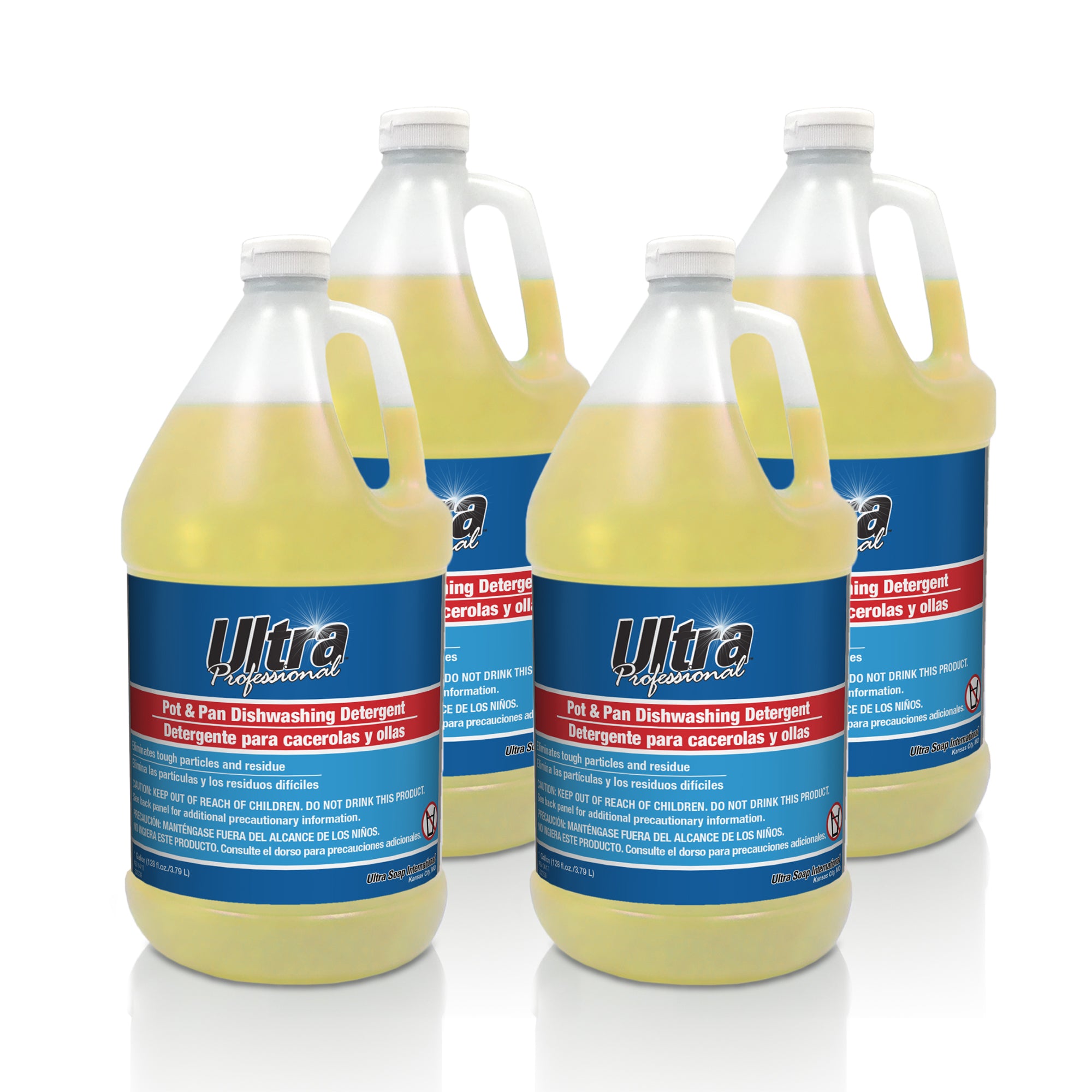 Ultra Professional™ 4 Pack 1 Gal Pots/Pans Dishwashing Detergent, Lemon, Yellow - VMInnovations