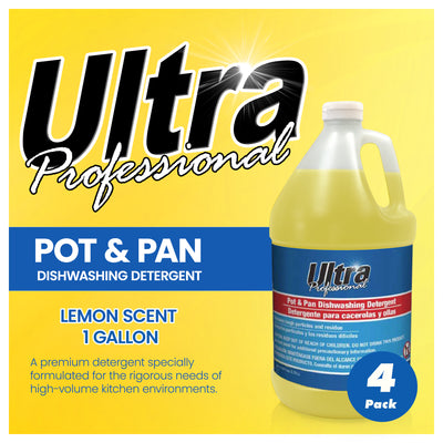 Ultra Professional™ 4 Pack 1 Gal Pots/Pans Dishwashing Detergent, Lemon, Yellow - VMInnovations