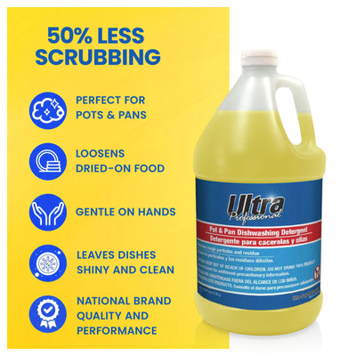 Ultra Professional™ 4 Pack 1 Gal Pots/Pans Dishwashing Detergent, Lemon, Yellow - VMInnovations